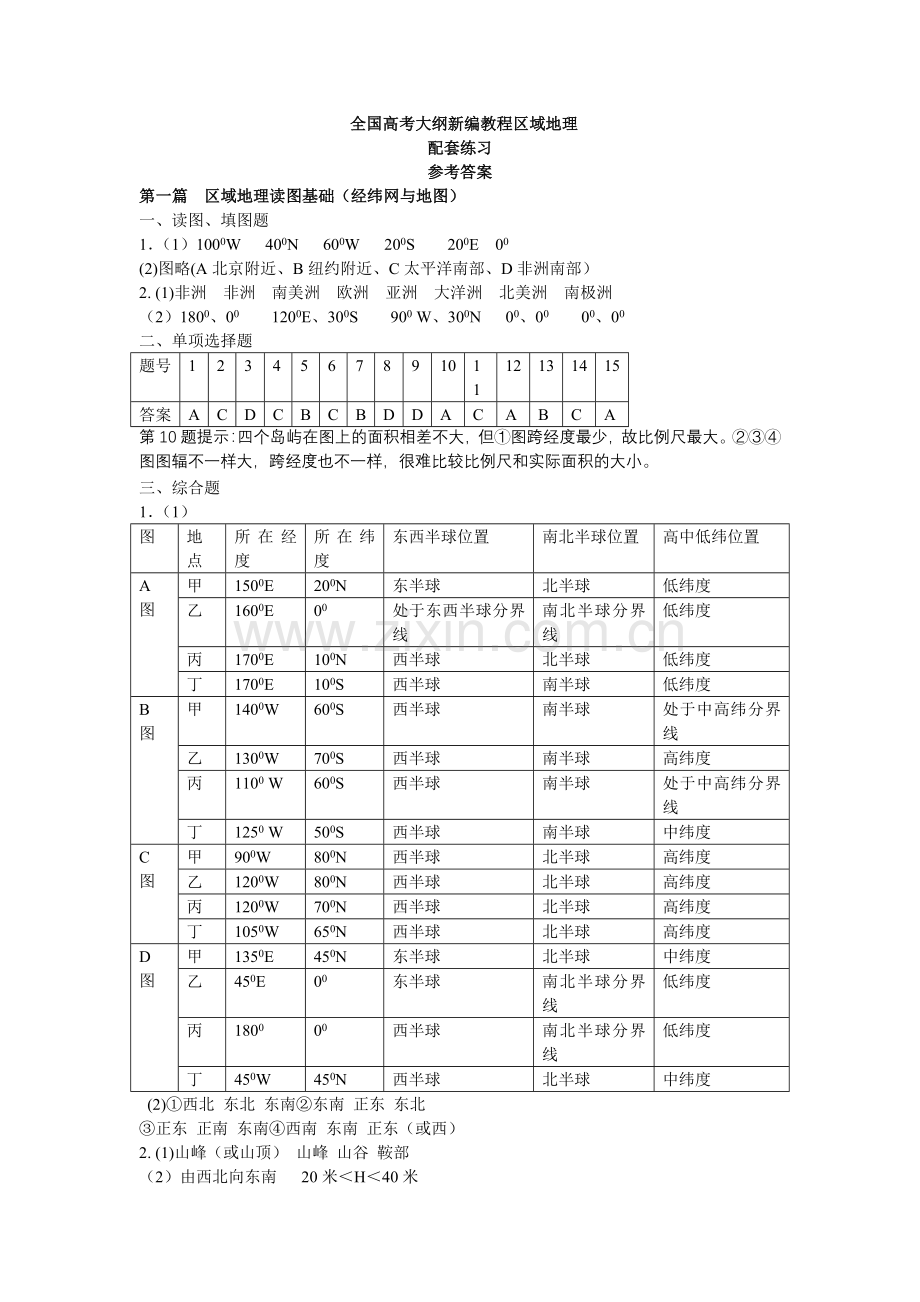 王树声区域地理配套练习答案.doc_第1页