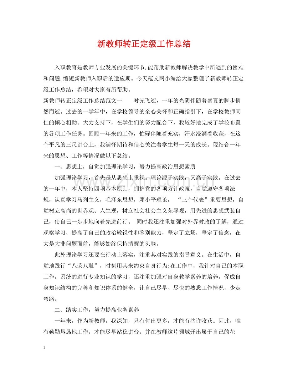 新教师转正定级工作总结.docx_第1页