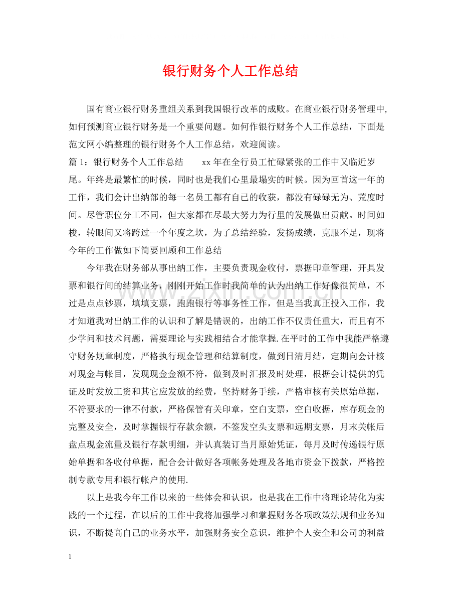 银行财务个人工作总结.docx_第1页