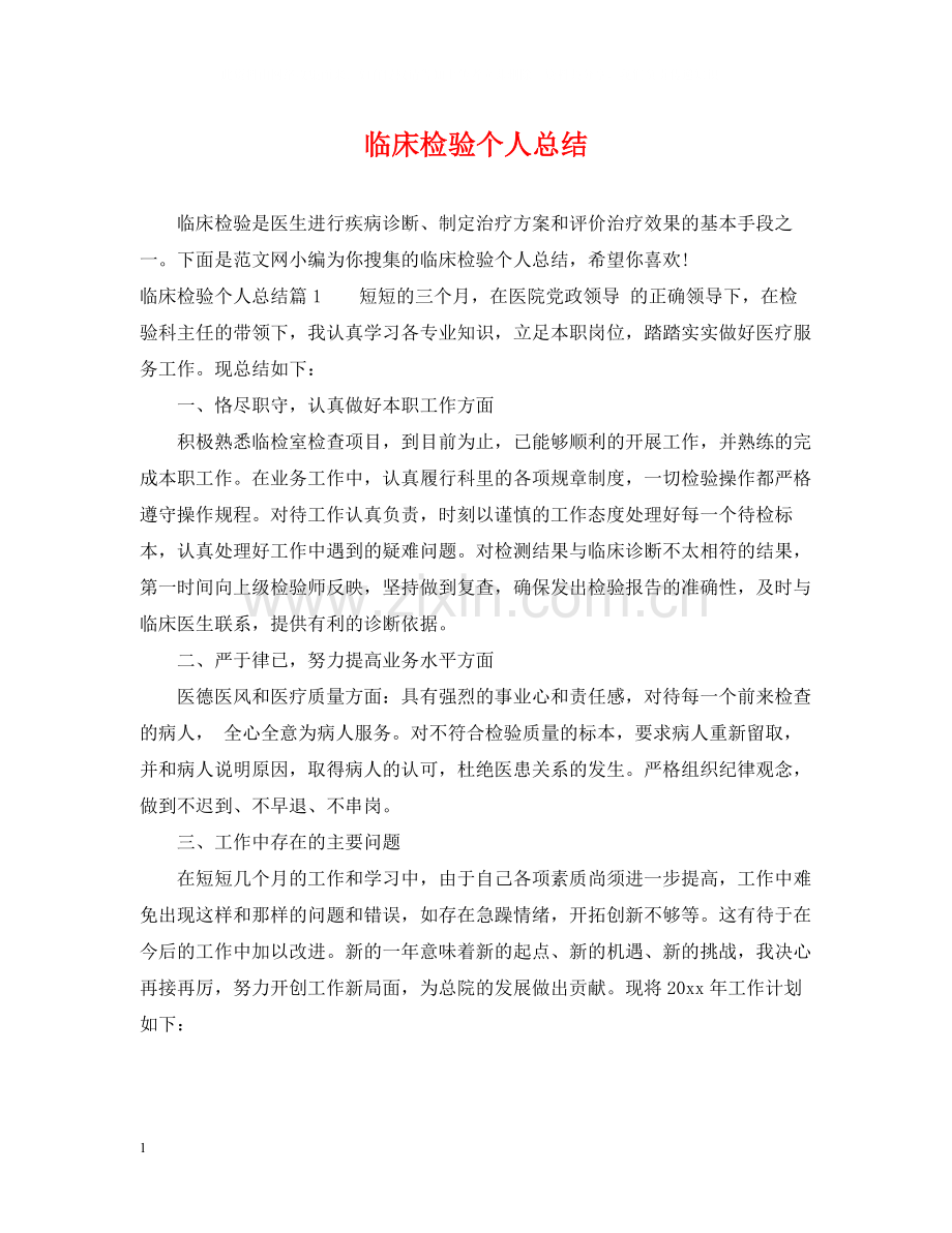 临床检验个人总结.docx_第1页
