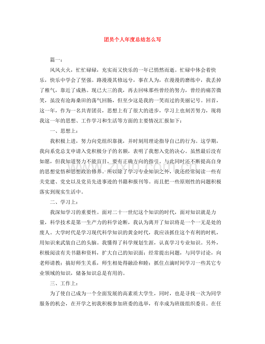 团员个人年度总结怎么写.docx_第1页