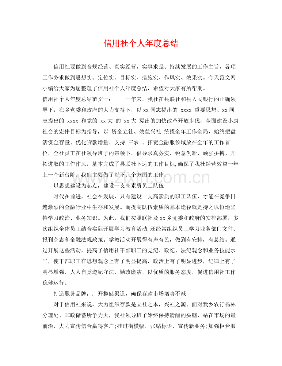 信用社个人年度总结 .docx_第1页