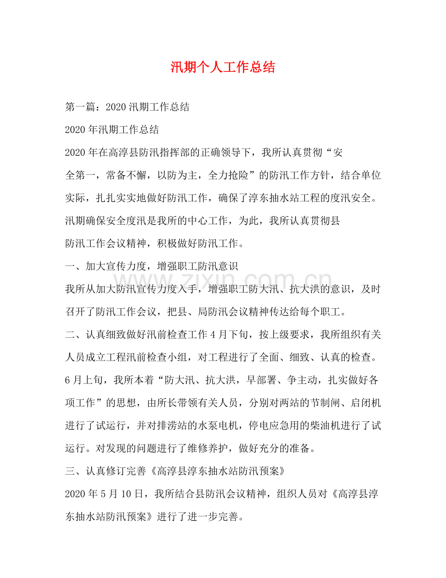 汛期个人工作总结.docx_第1页