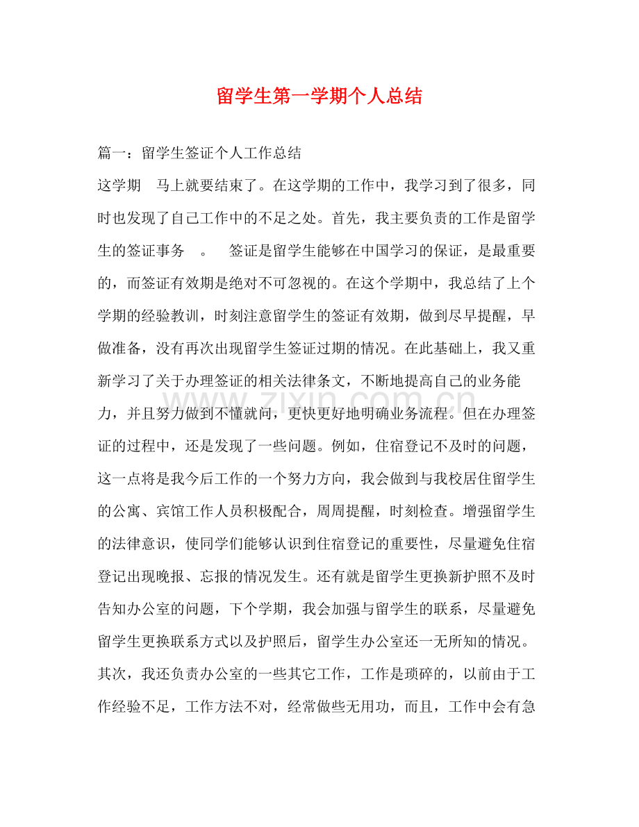 留学生第一学期个人总结.docx_第1页