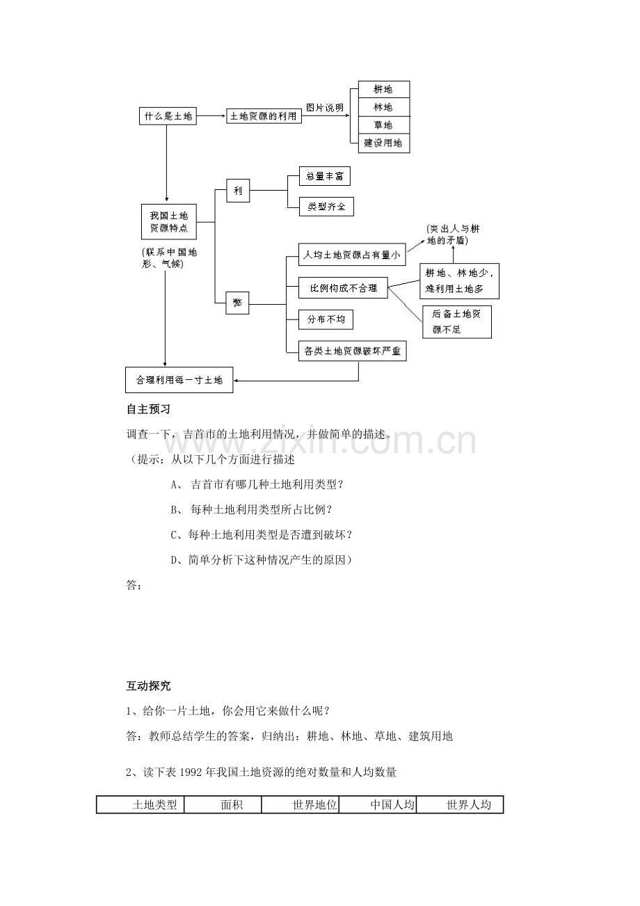 河北省兴隆县半壁山中学八年级地理上册《第二节 中国的土地资源》教案 湘教版.doc_第2页