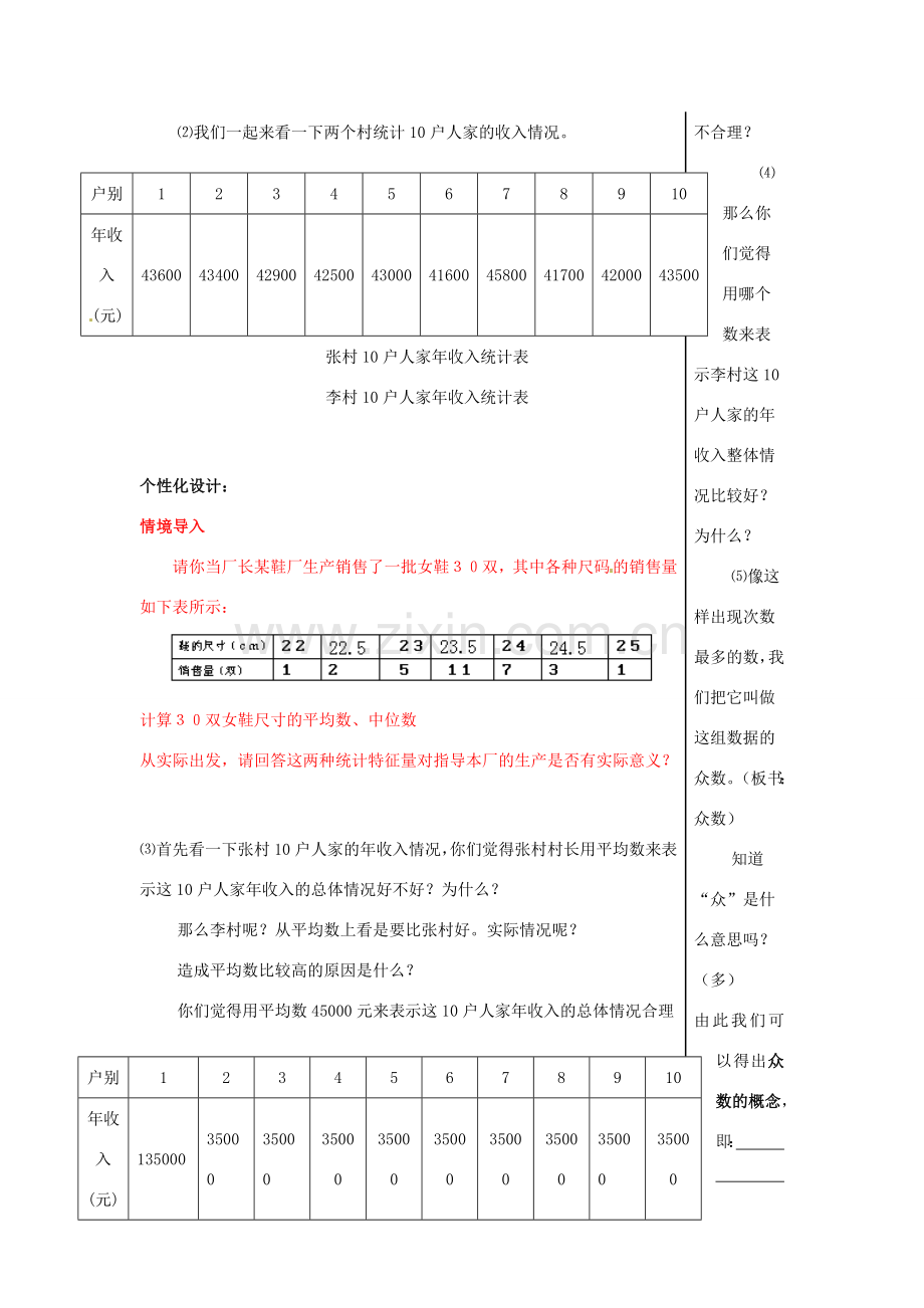 山东省肥城市安站中学八年级数学上册《4.5 众数》教案 青岛版.doc_第2页