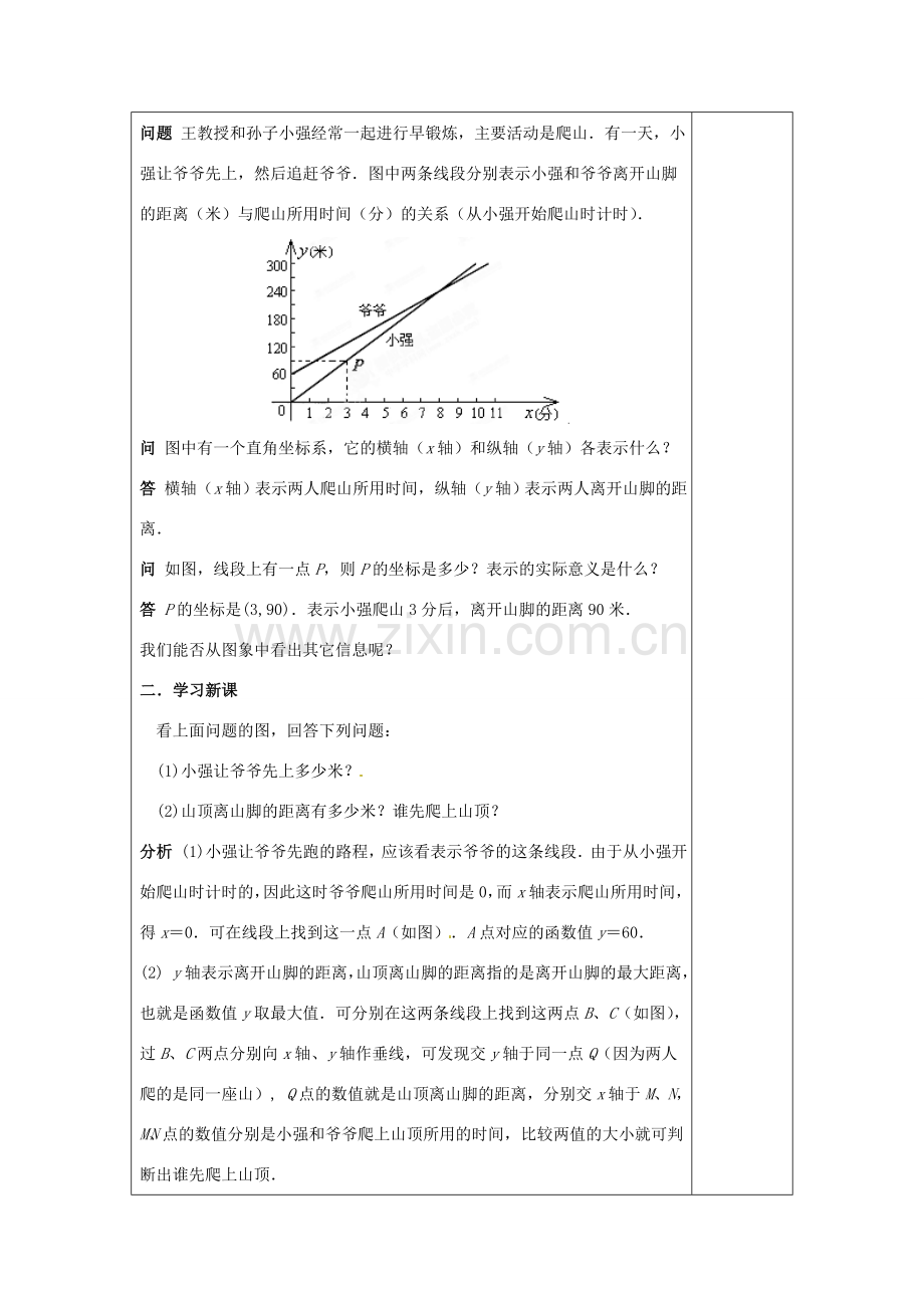 河南省洛阳市下峪镇初级中学八年级数学上册《函数的图象》教案2 新人教版.doc_第2页