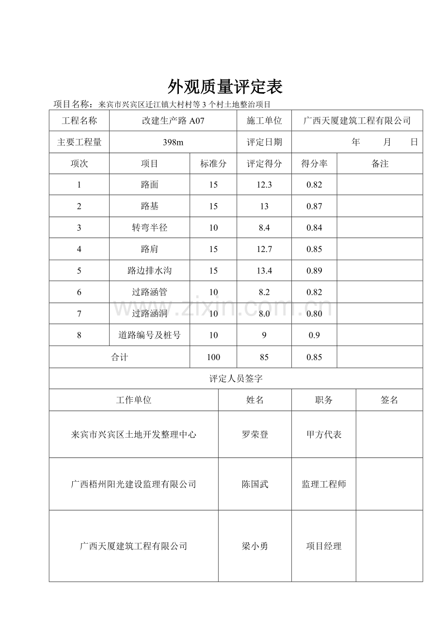 生产路外观质量评定表.doc_第2页