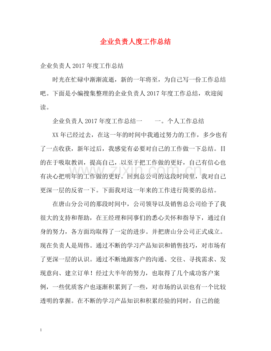 企业负责人度工作总结2.docx_第1页