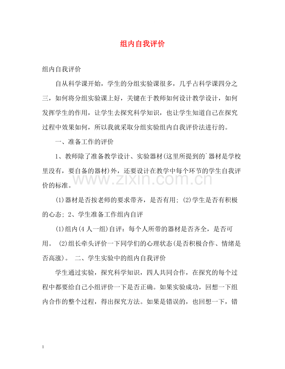 组内自我评价.docx_第1页