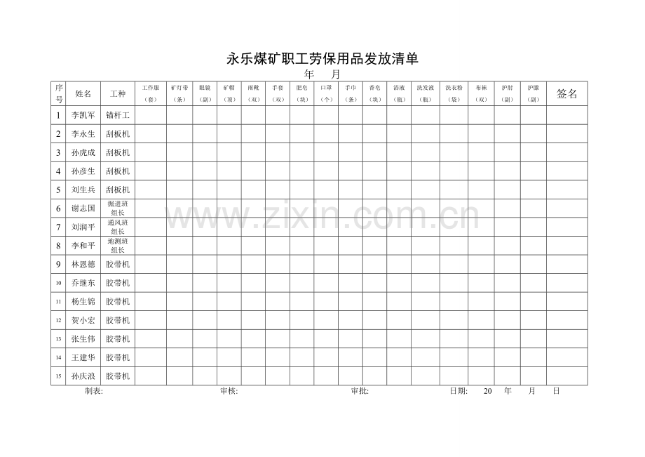 永乐煤矿职工劳保用品发放清单.doc_第2页