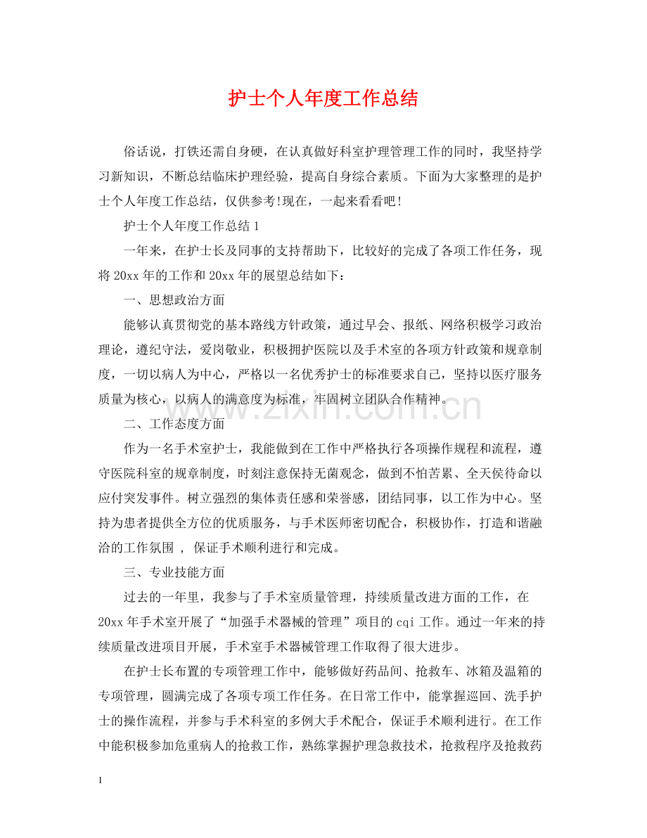 护士个人年度工作总结2.docx_第1页