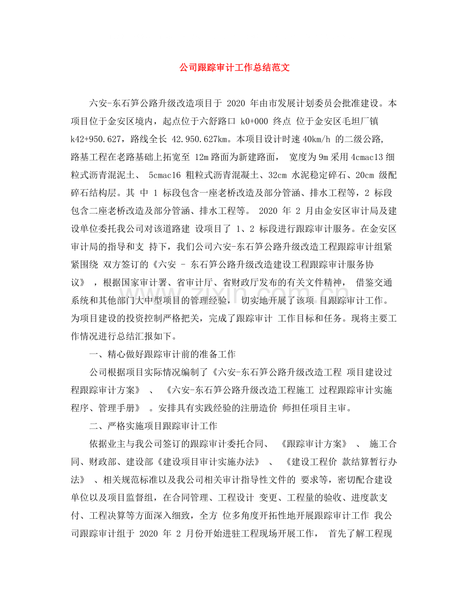 公司跟踪审计工作总结范文.docx_第1页