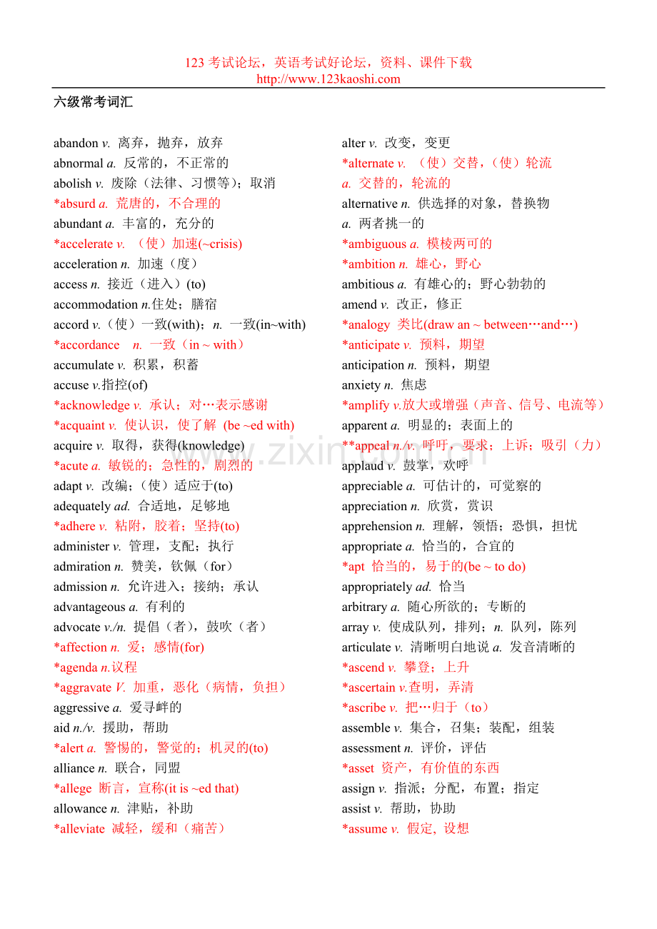 六级常考词汇.doc_第1页