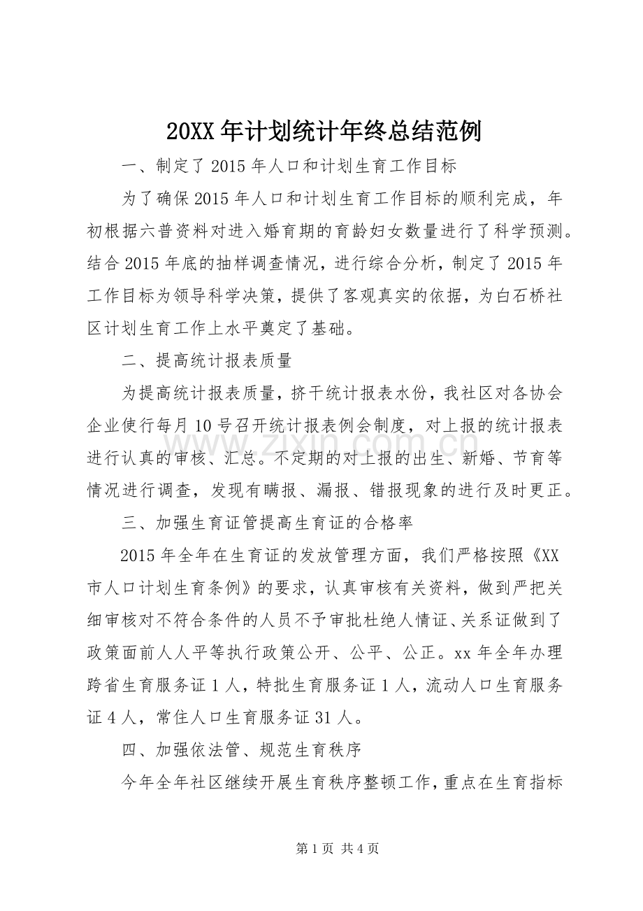 20XX年计划统计年终总结范例.docx_第1页