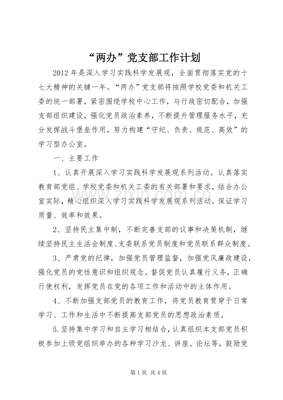 “两办”党支部工作计划.docx_第1页