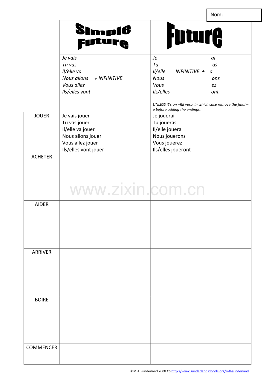 英国中学课堂法语‘将来时’练习题1.doc_第1页