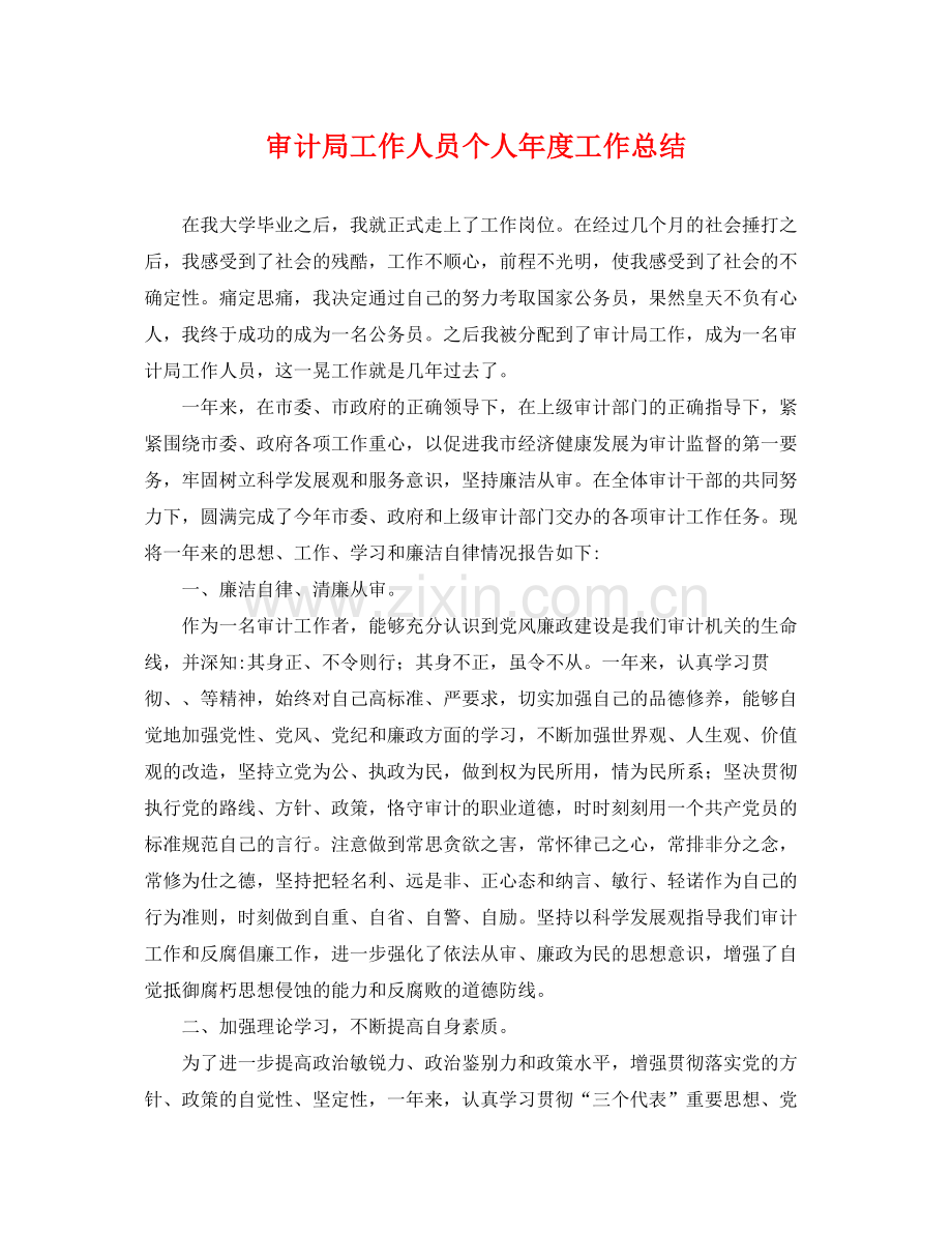 审计局工作人员个人年度工作总结 .docx_第1页