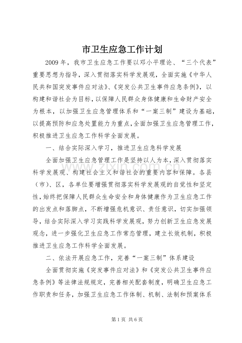 市卫生应急工作计划.docx_第1页