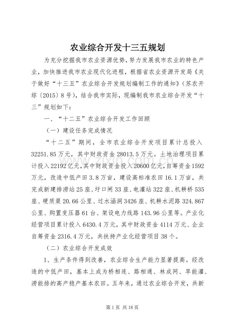 农业综合开发十三五规划.docx_第1页
