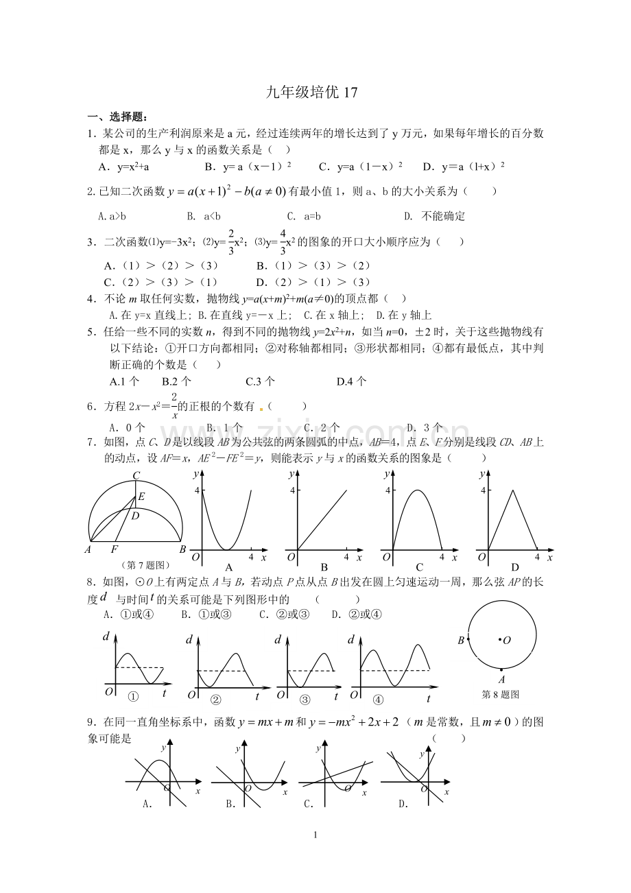 九年级上培优试卷17.doc_第1页