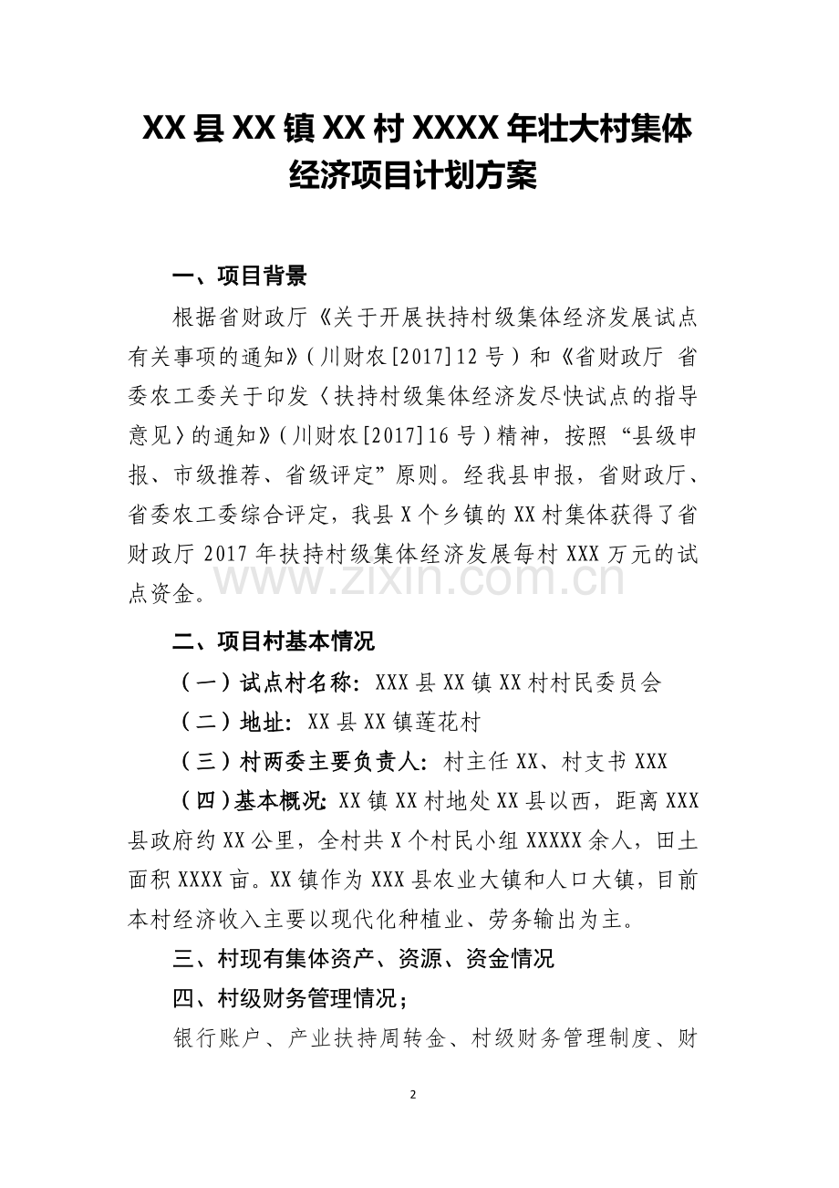 XX镇XX村发展壮大村集体经济基金村级使用实施方案.doc_第2页