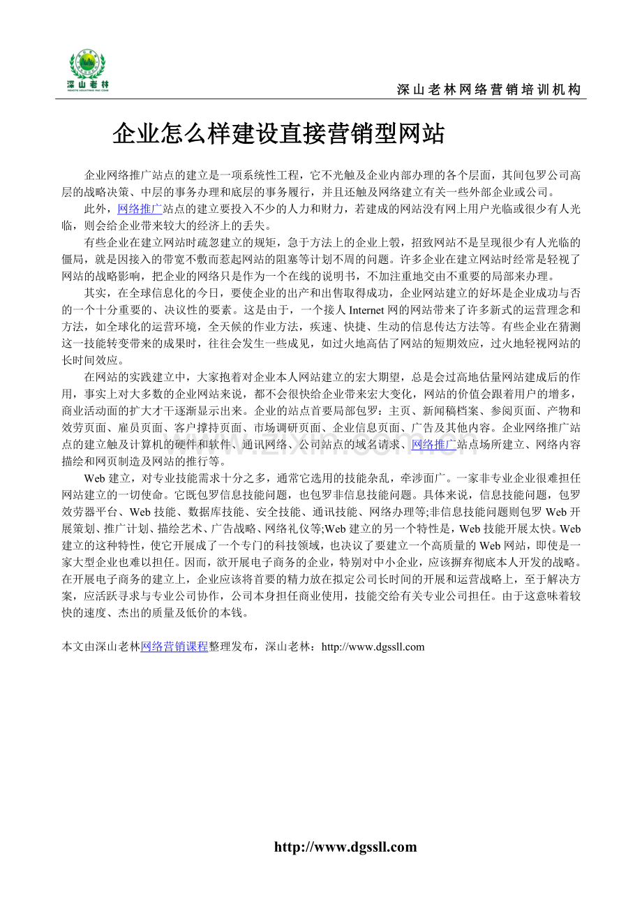 企业怎么样建设直接营销型网站.doc_第1页