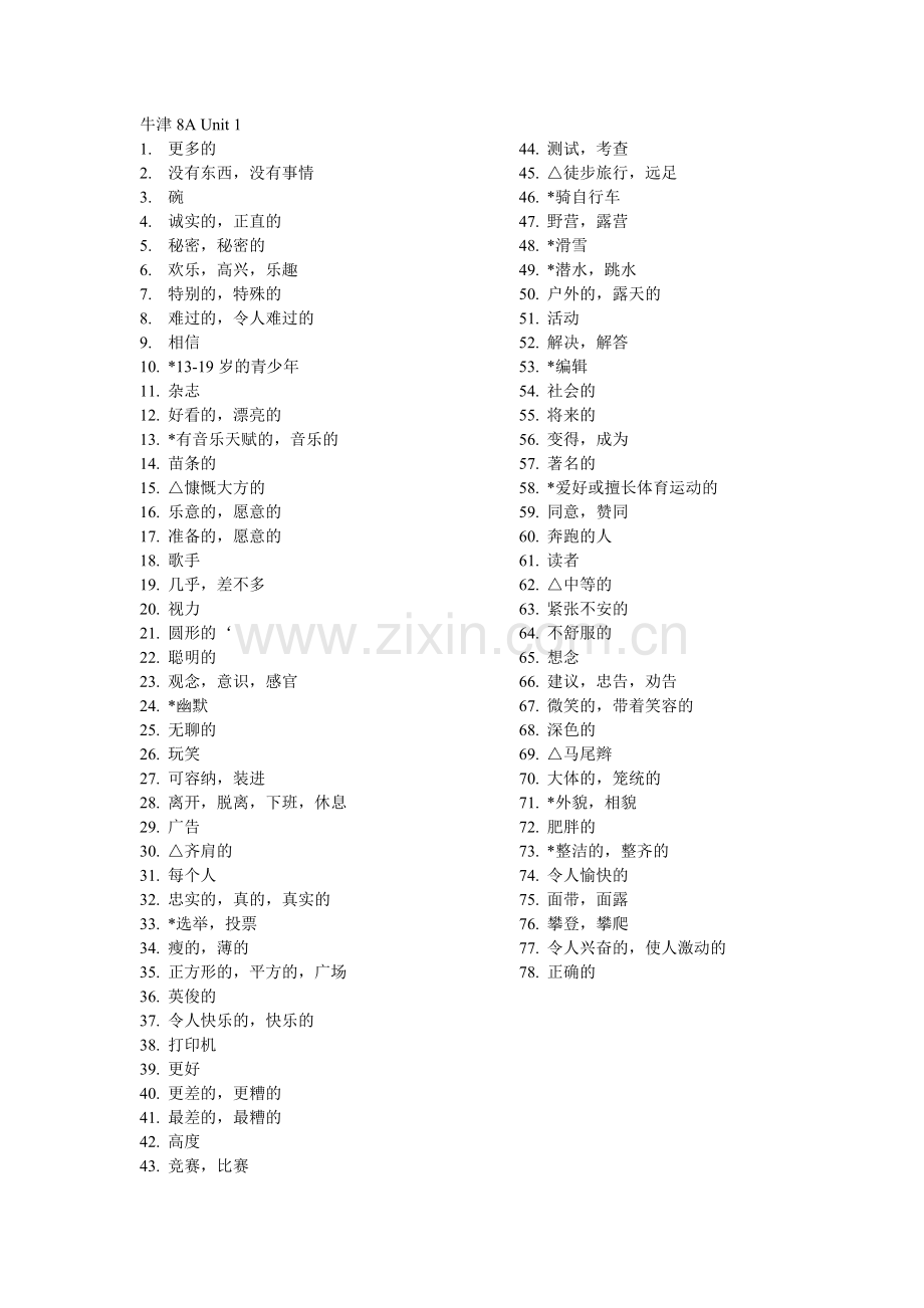 牛津8AUnit1-3单词.doc_第1页