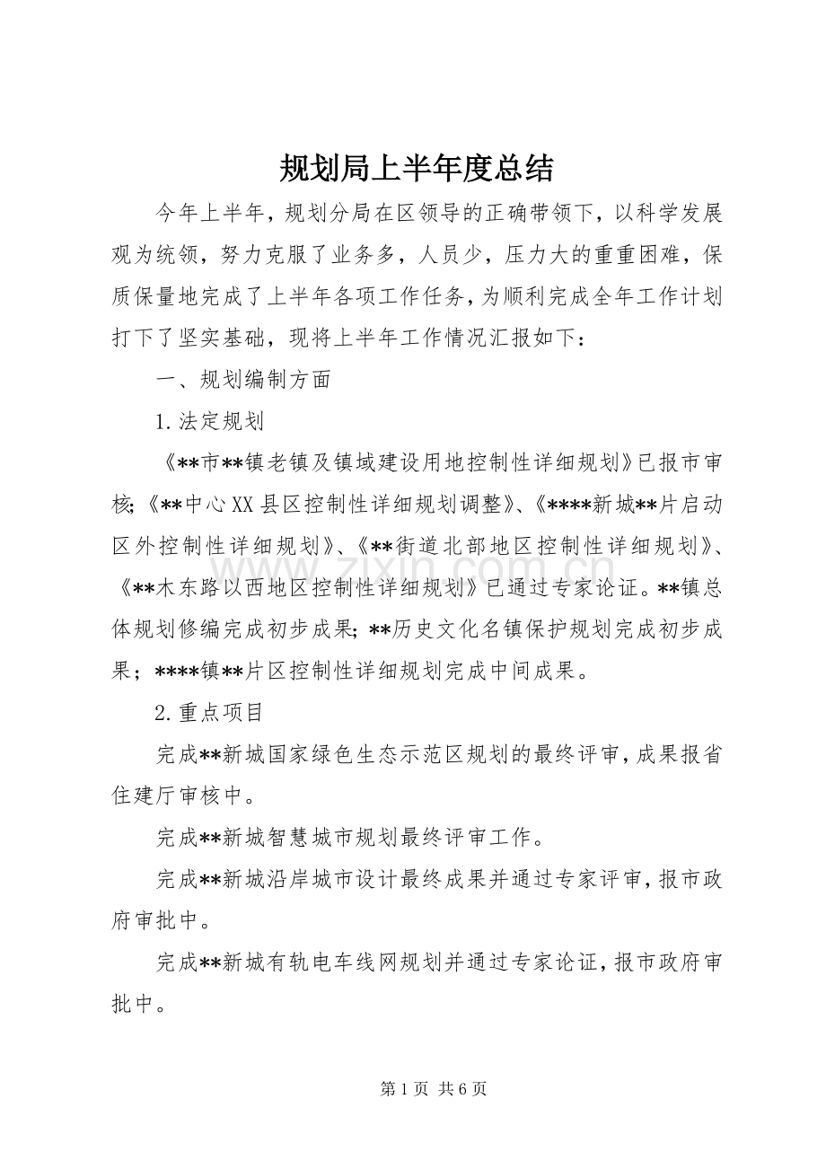 规划局上半年度总结 .docx_第1页