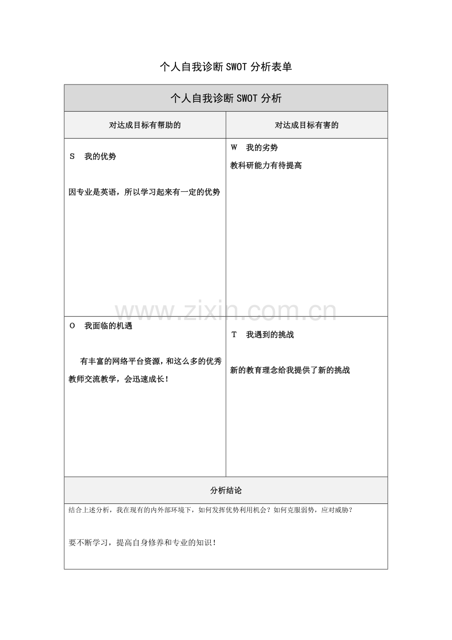 田晓宇个人诊断.doc_第1页