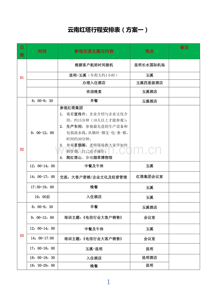 商务考察行程安排表(DOC).doc_第1页
