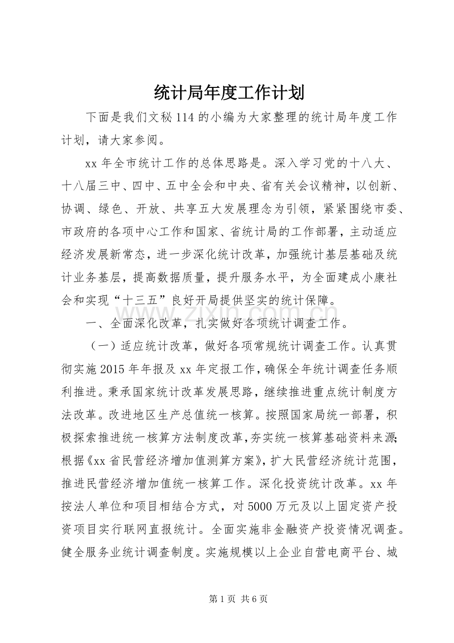 统计局年度工作计划 .docx_第1页