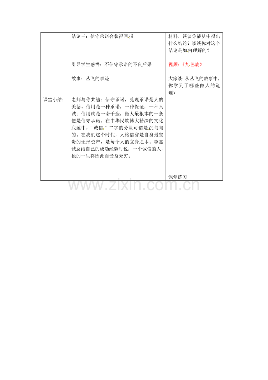 八年级政治上册 9.2 为什么说承诺是金教案1 苏教版-苏教版初中八年级上册政治教案.doc_第2页