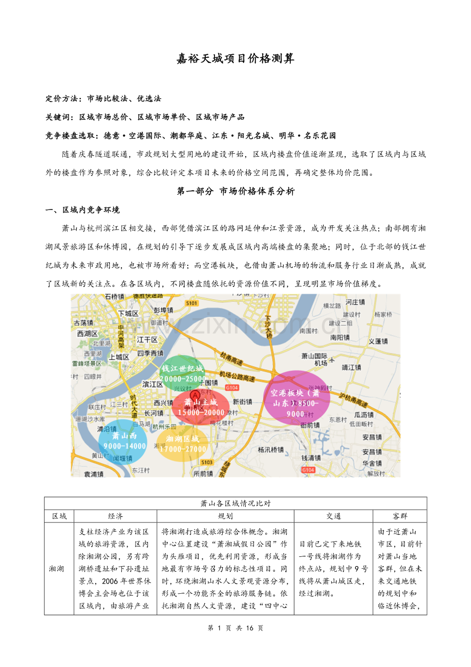 远邦嘉裕天城项目定价分析.doc_第1页