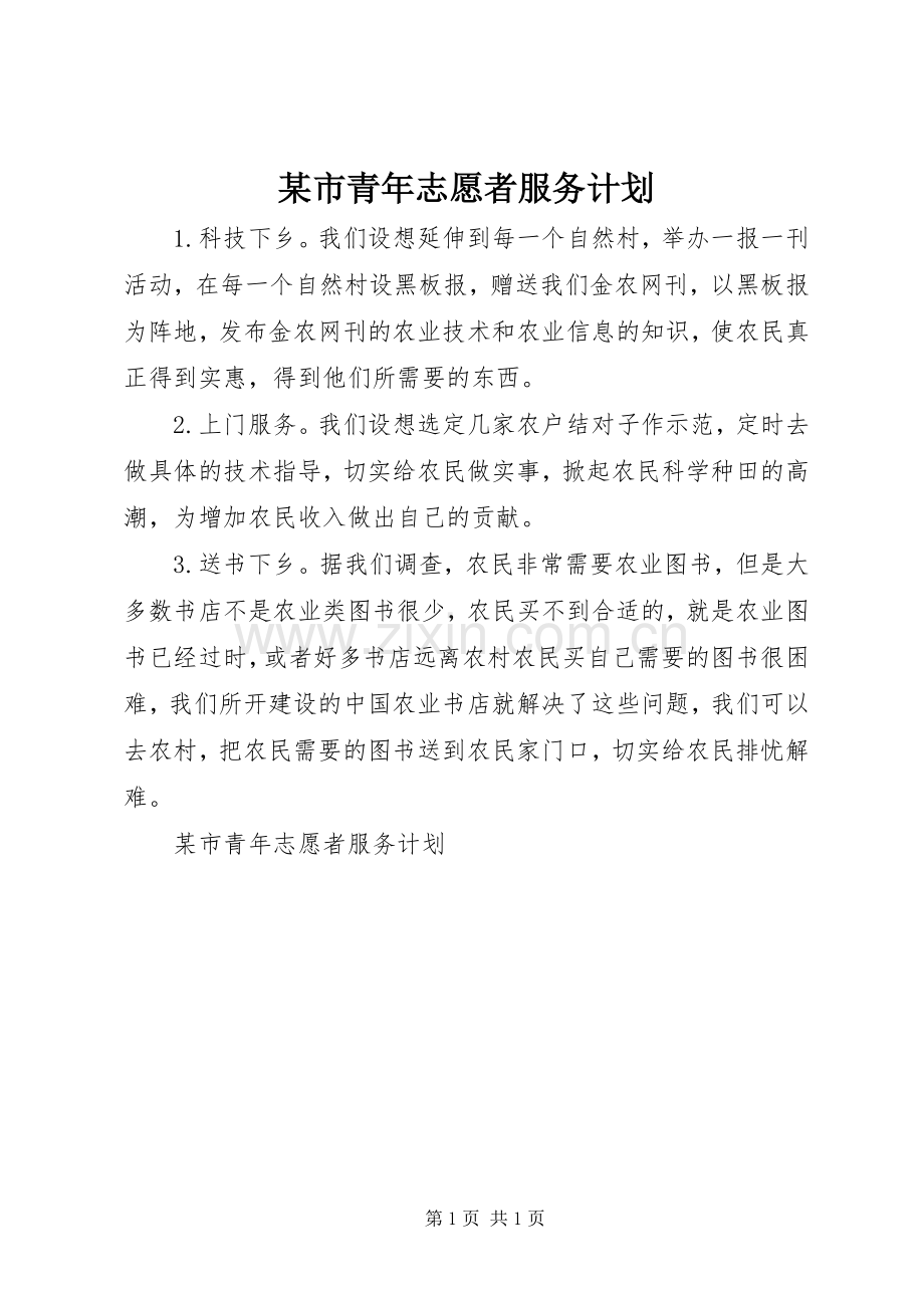 某市青年志愿者服务计划 .docx_第1页