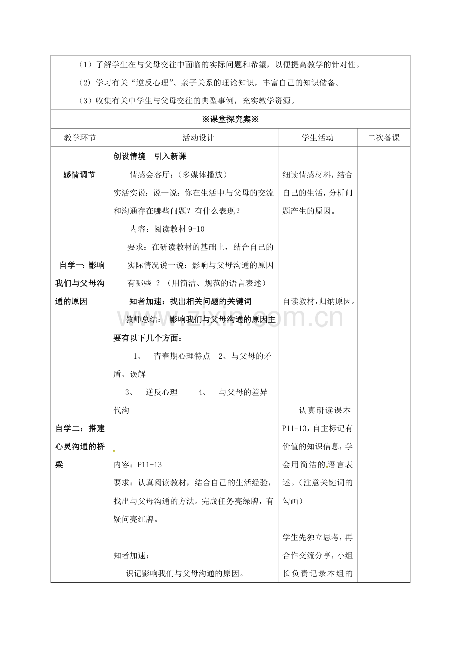八年级政治上册 1.2 学会与父母沟通教案 鲁人版六三制-鲁人版初中八年级上册政治教案.doc_第2页