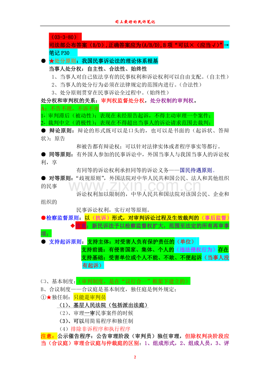 司上最牛的民诉彩色笔记(常英、潘剑峰).doc_第2页