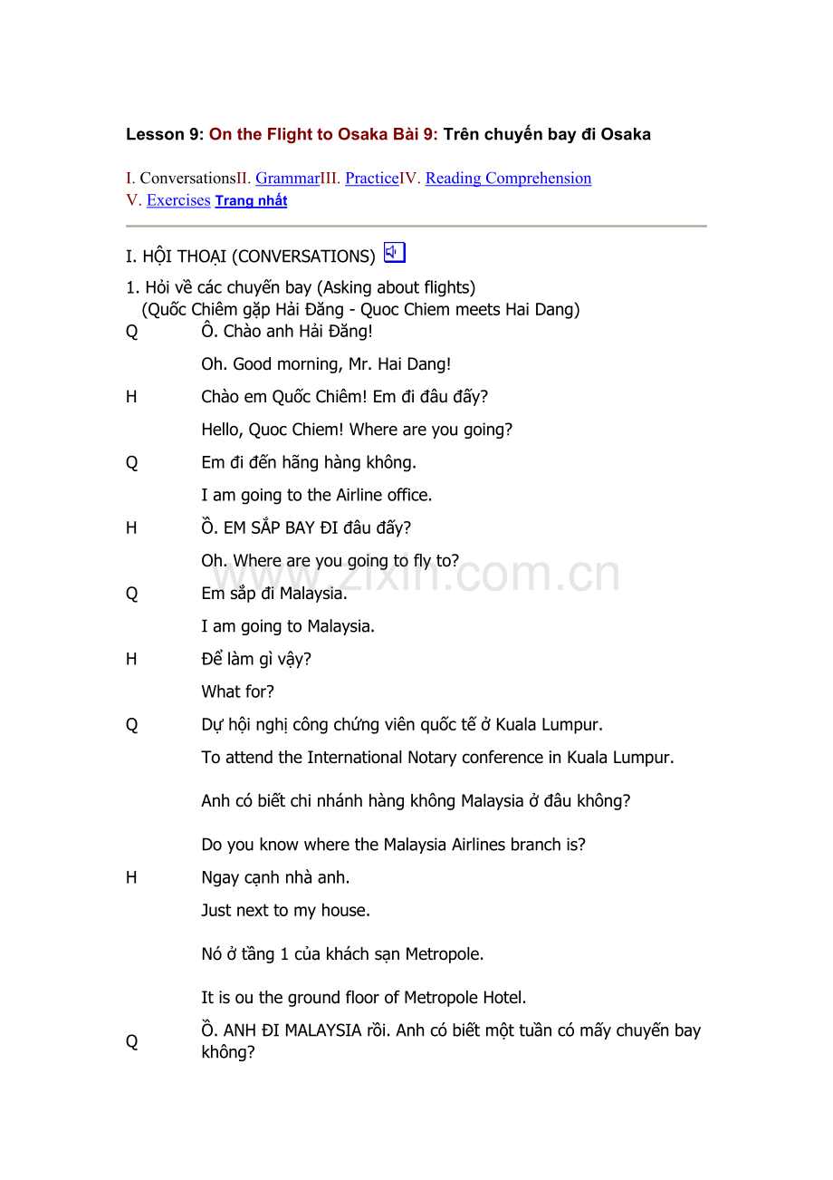 英文版越南语教程Lesson9OntheFlighttoOsaka.doc_第1页
