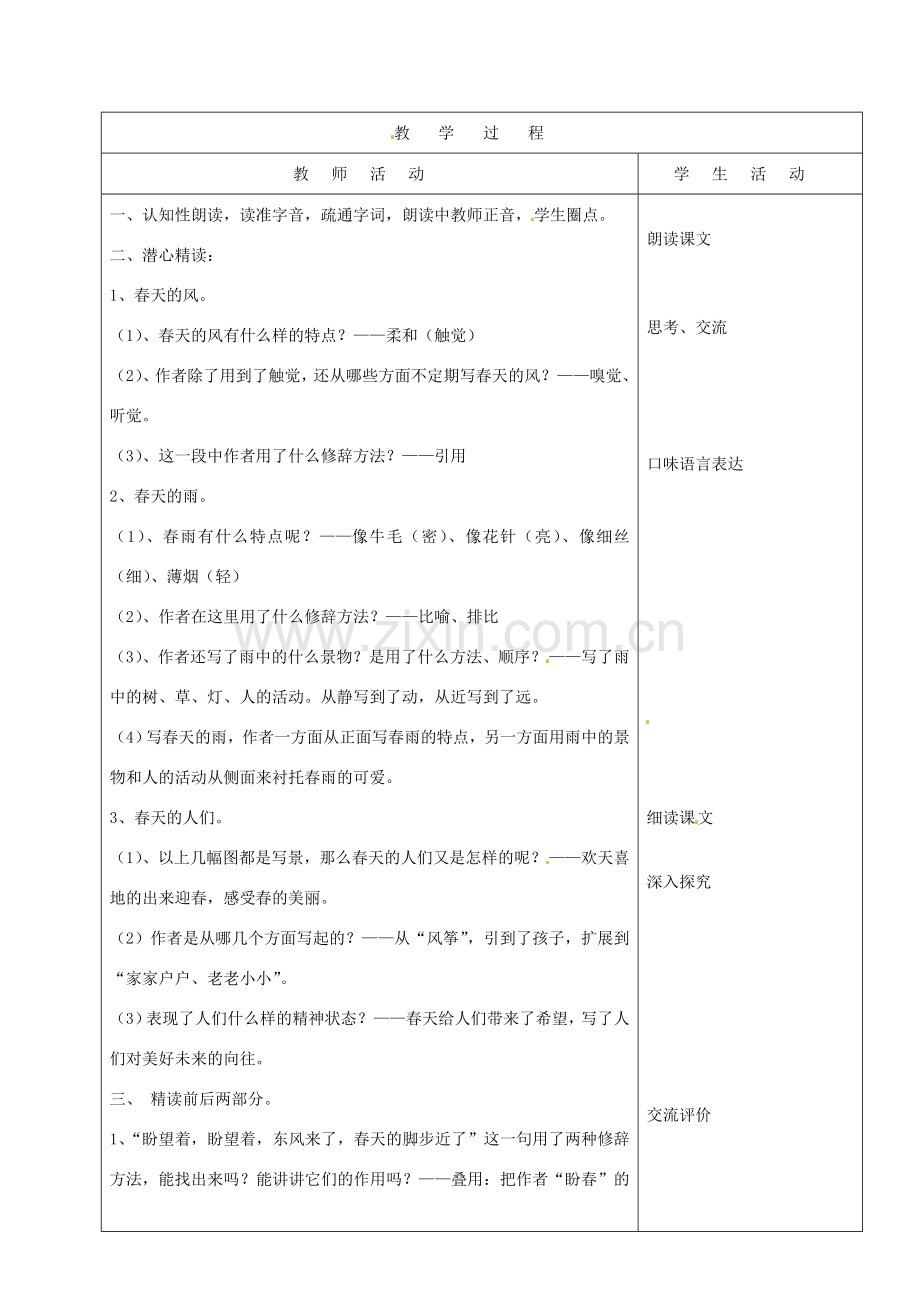 山东省烟台20中七年级语文 《春（第二课时）》教学设计.doc_第2页