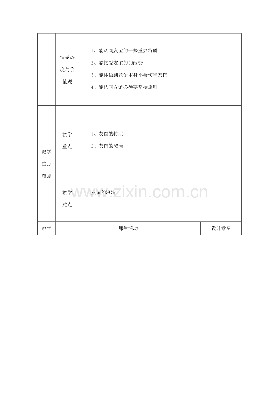 七年级道德与法治上册 第二单元 友谊的天空 第四课 友谊与成长同行 第2框《深深浅浅话友谊》教学设计 新人教版-新人教版初中七年级上册政治教案.doc_第2页