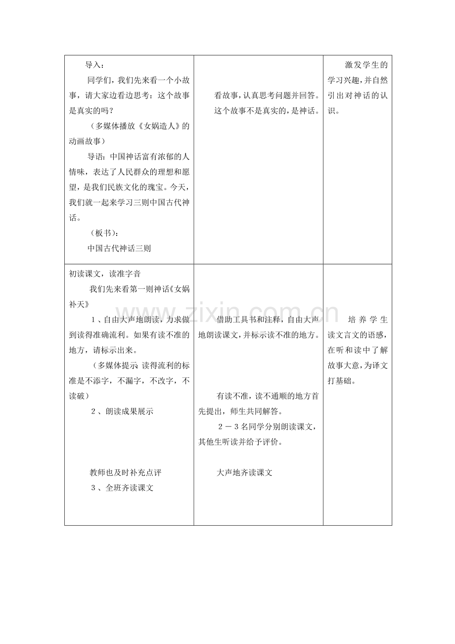 七年级语文上册 第一单元 第1课《中国古代神话故事三则》教案1 冀教版-冀教版初中七年级上册语文教案.doc_第2页