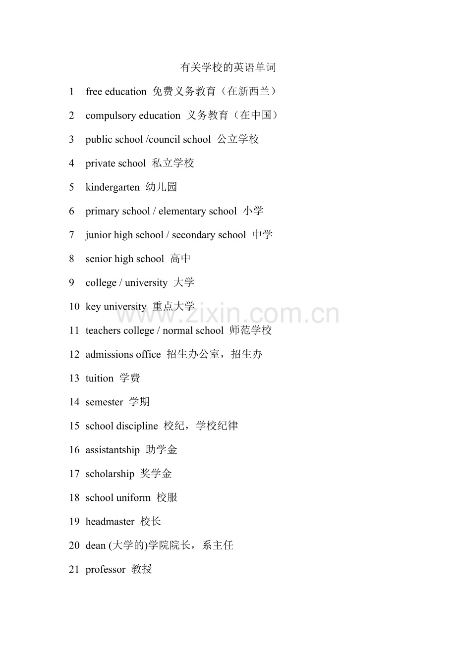 有关学校的英语单词.doc_第1页