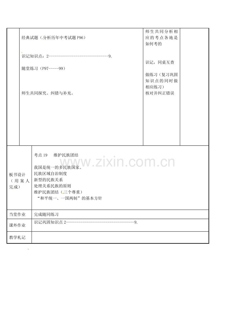 九年级政治全册 考点19 维护民族团结教案 苏教版-苏教版初中九年级全册政治教案.doc_第2页