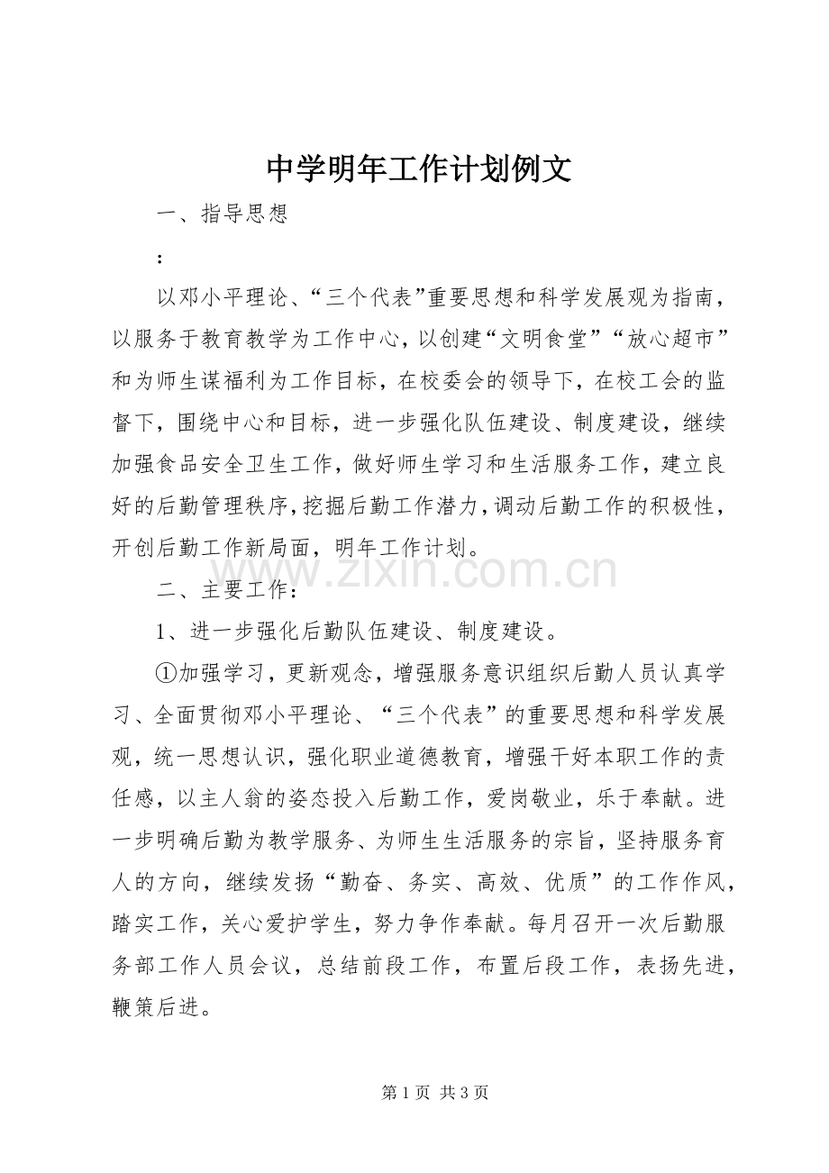 中学明年工作计划例文.docx_第1页