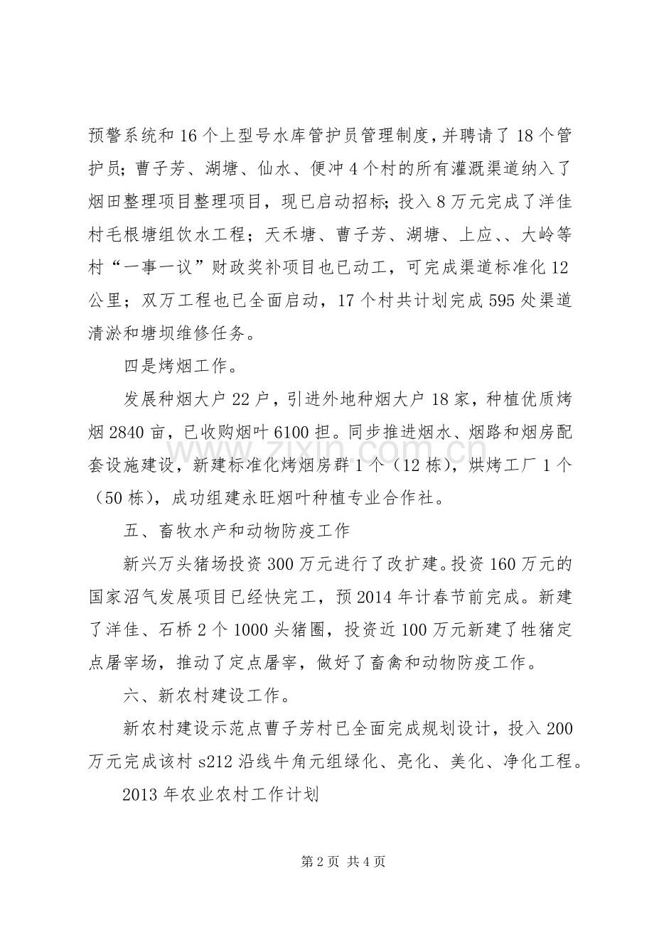 农业农村工作总结及XX年计划.docx_第2页