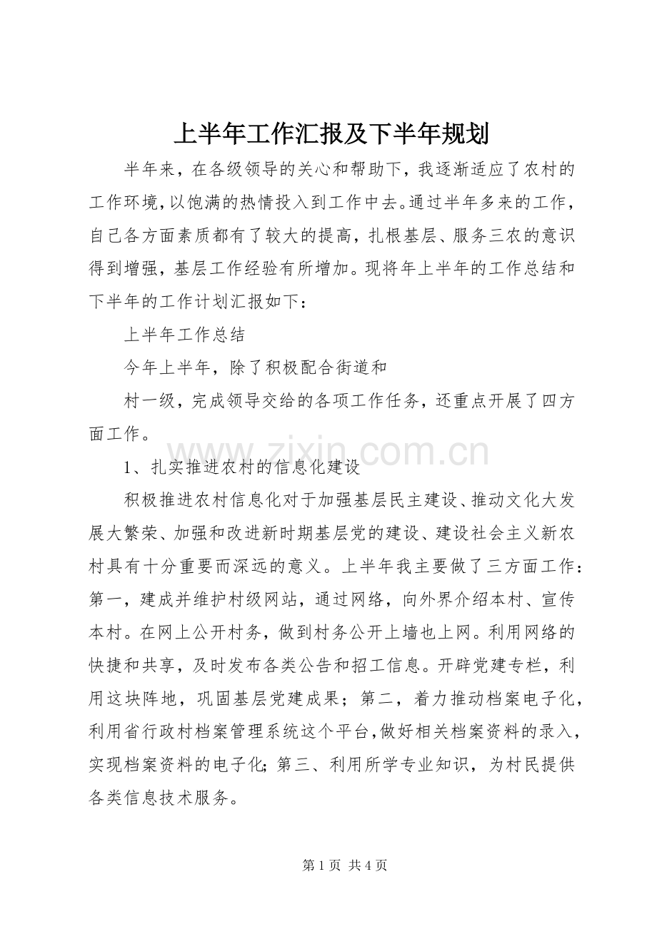 上半年工作汇报及下半年规划 .docx_第1页