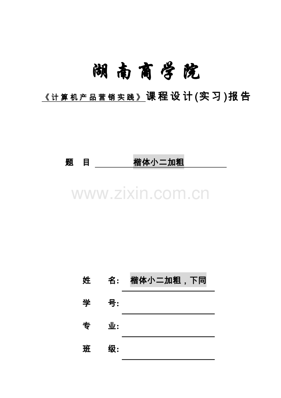 计电学院“计算机产品营销实践”撰写格式模版.doc_第1页