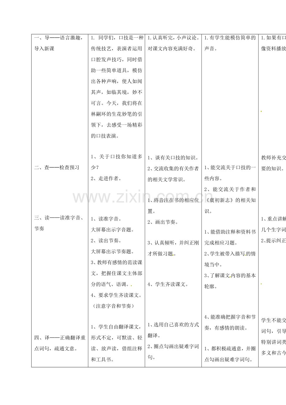 小学七年级语文下册 20《口技》教案 （新版）新人教版-（新版）新人教版初中七年级下册语文教案.doc_第2页