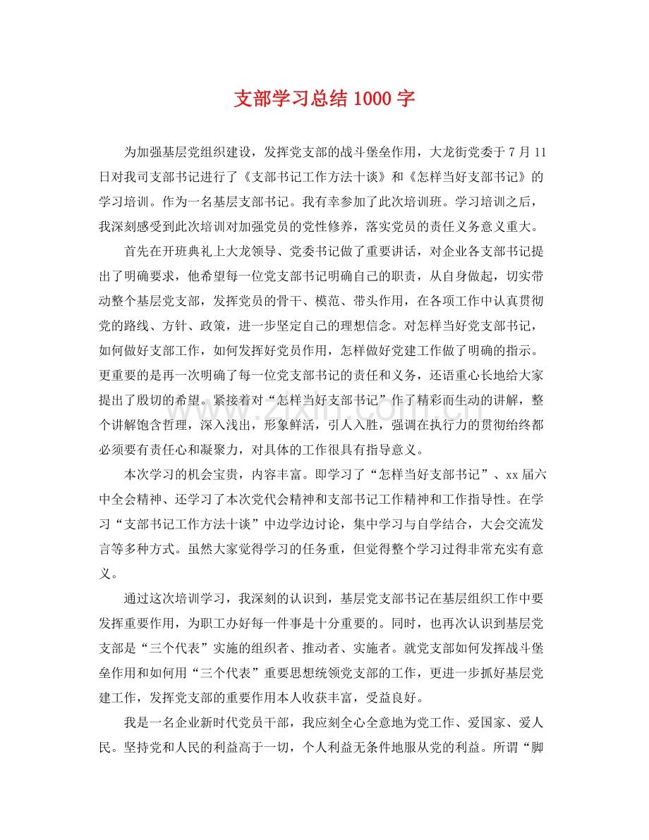 支部学习总结1000字 .docx_第1页