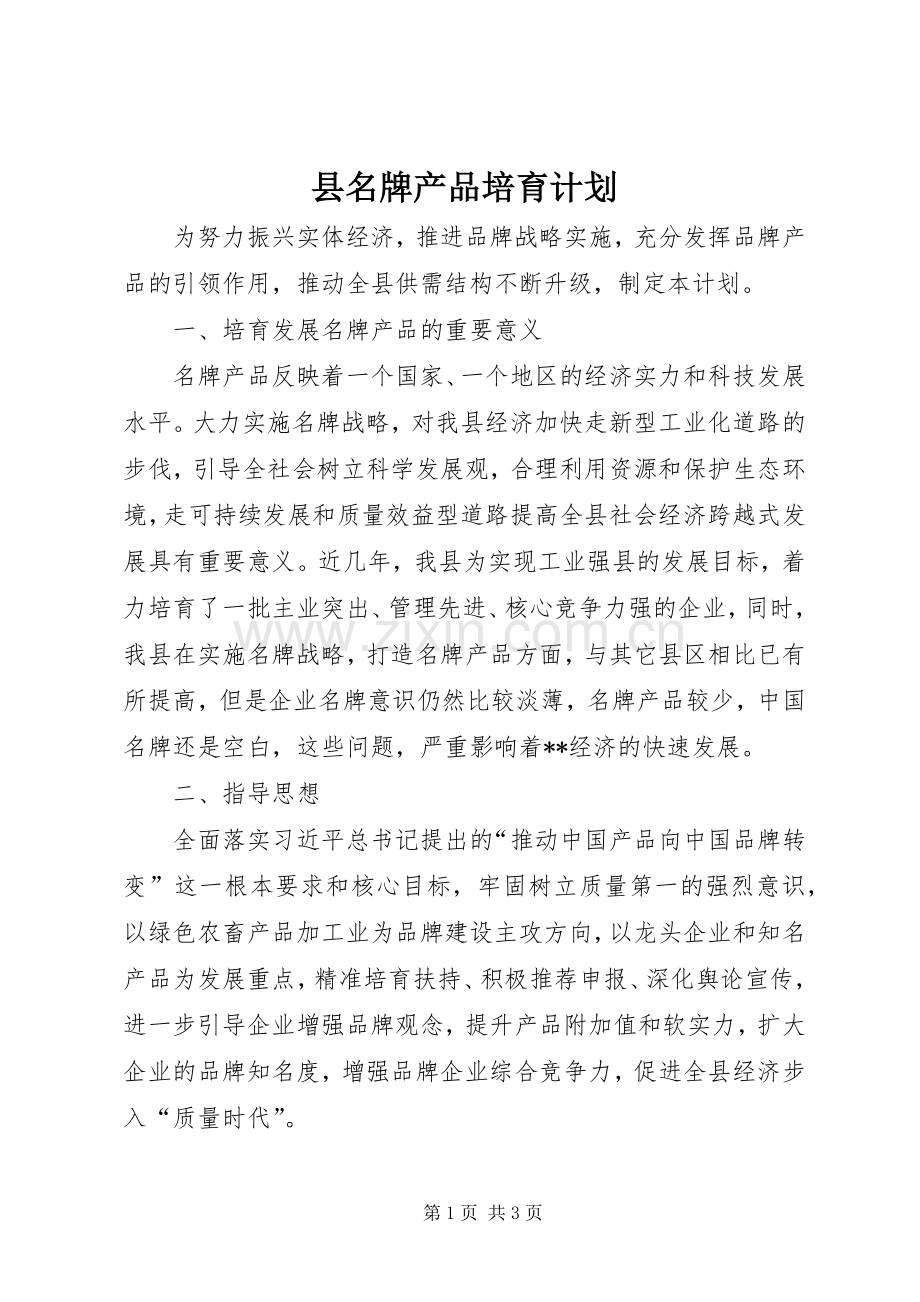 县名牌产品培育计划.docx_第1页